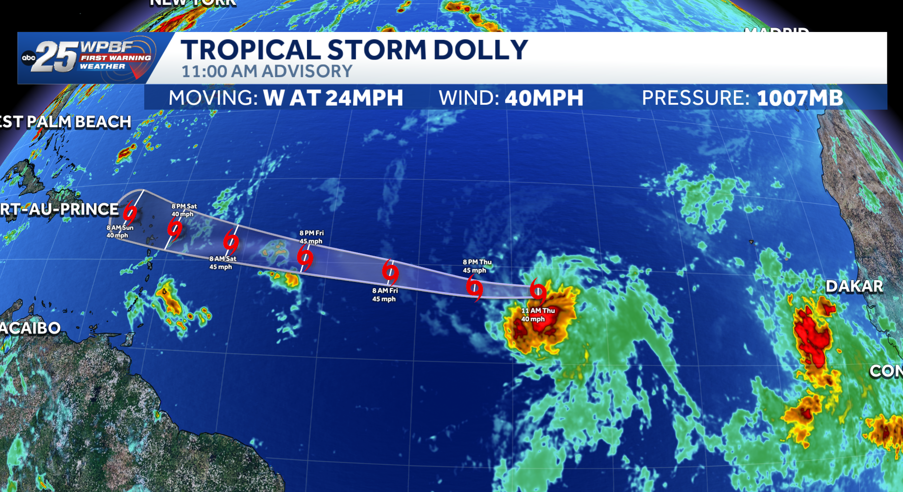 Tropical Storm Dolly forms in Atlantic Ocean