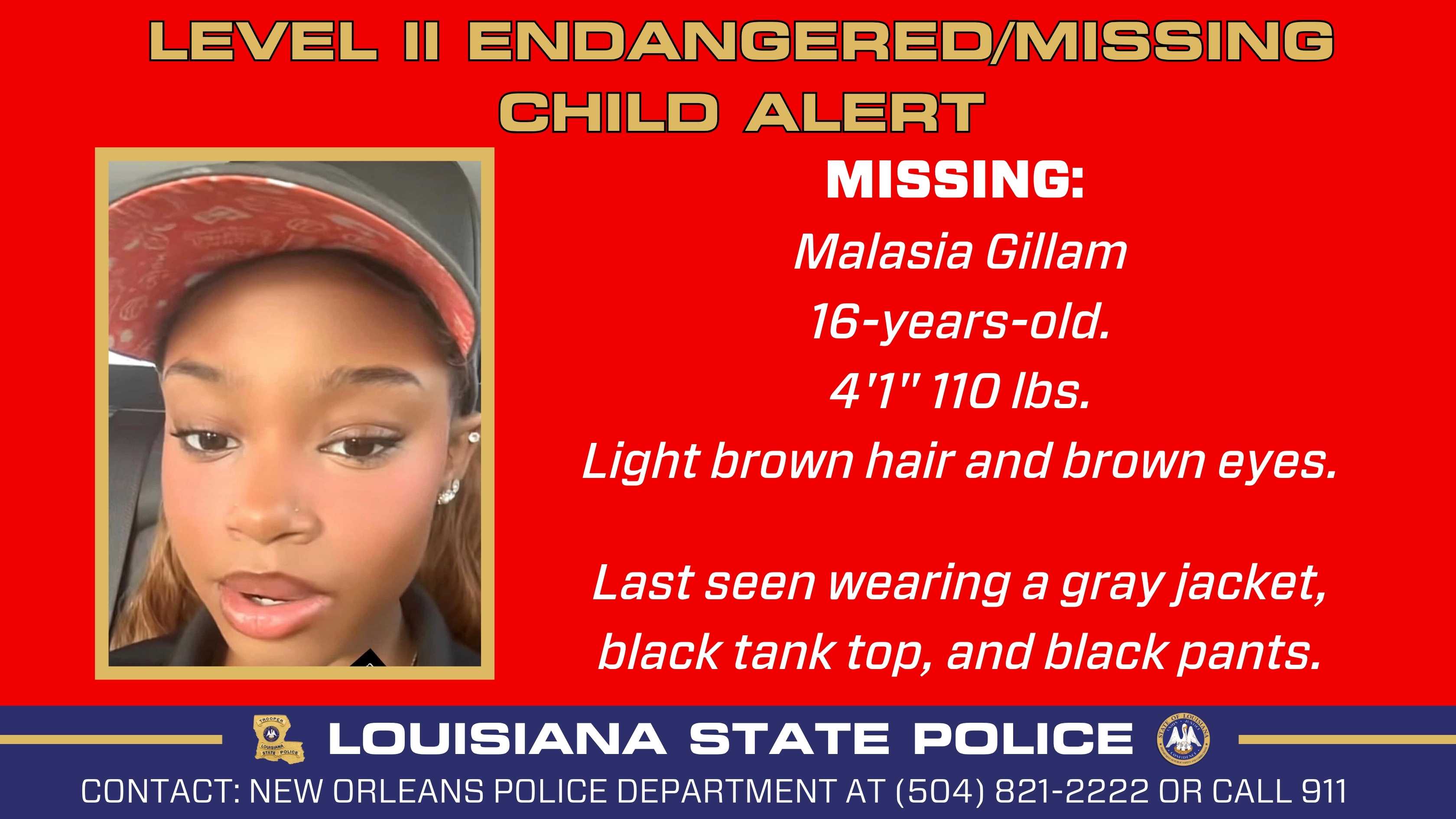 Have you seen her? Statewide alert issued for missing New Orleans teenager