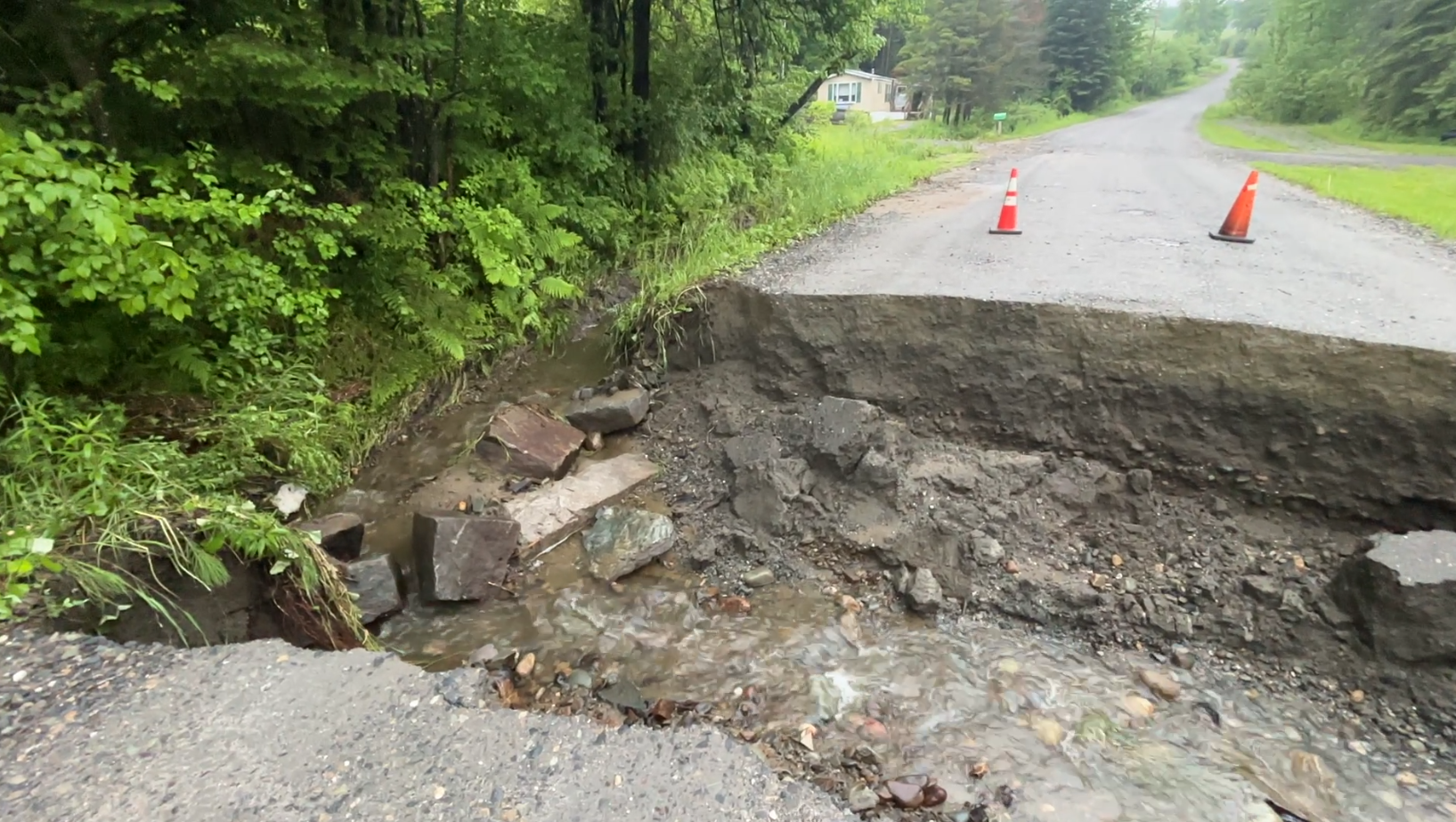 Crews fix damaged road in Hardwick after several roads washed out from overnight storms