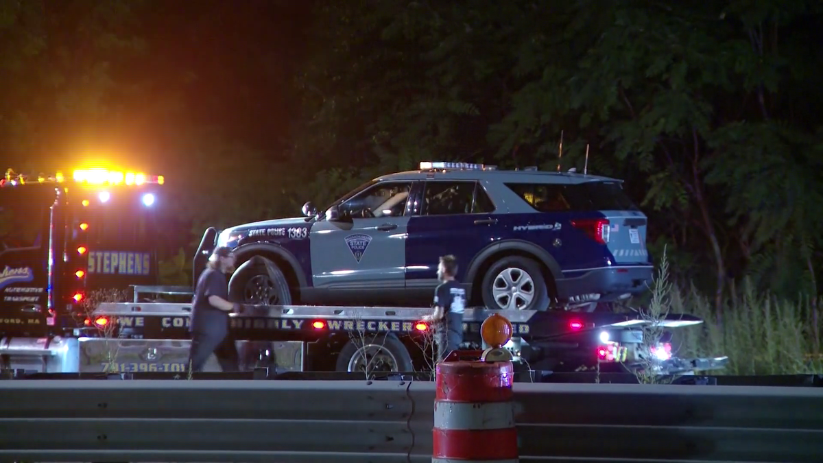 Distracted driver strikes Massachusetts State Police cruiser on I-93, officials say