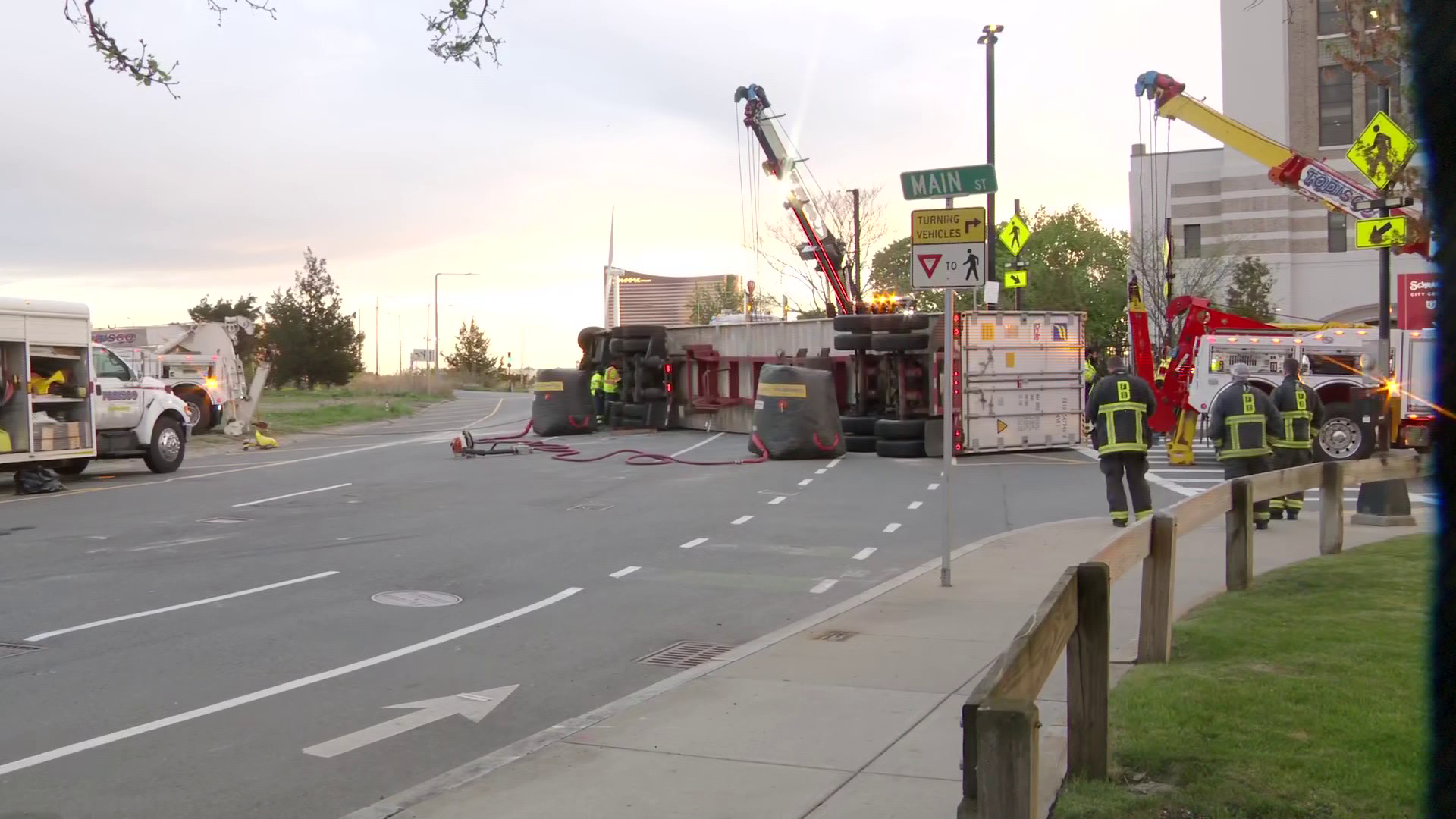 Tractor-trailer rollover slows morning commute in Charlestown