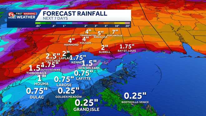 Totaux des précipitations en Louisiane