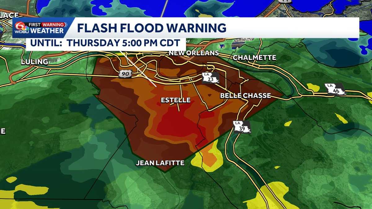 Flash Flood Warning in effect for parts of New Orleans Metro through evening commute hours
