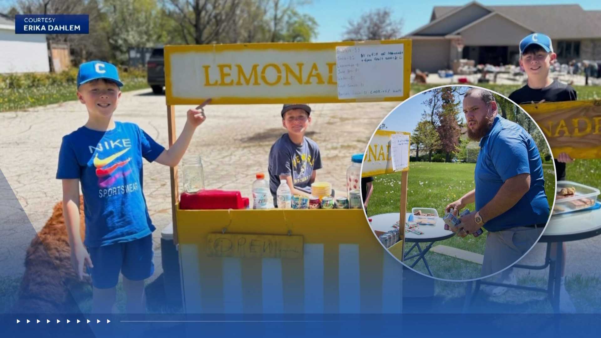Luke Combs surprises three boys when the country star visits their lemonade stand