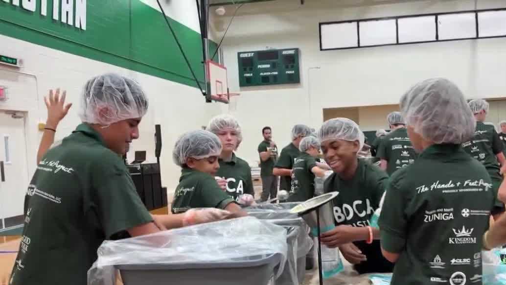 Boca Raton Christian School students pack 20,000 meals for families in need in South Florida