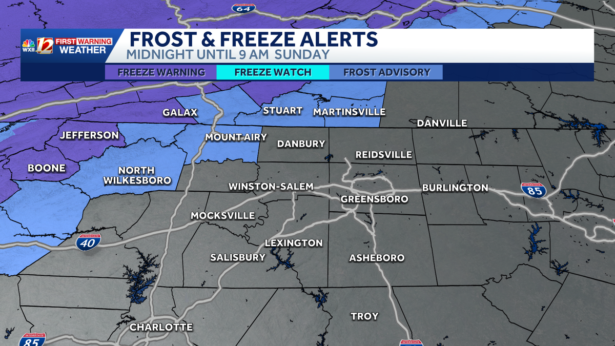 Bring plants and pets indoors overnight, frost and freeze risk Sunday in North Carolina