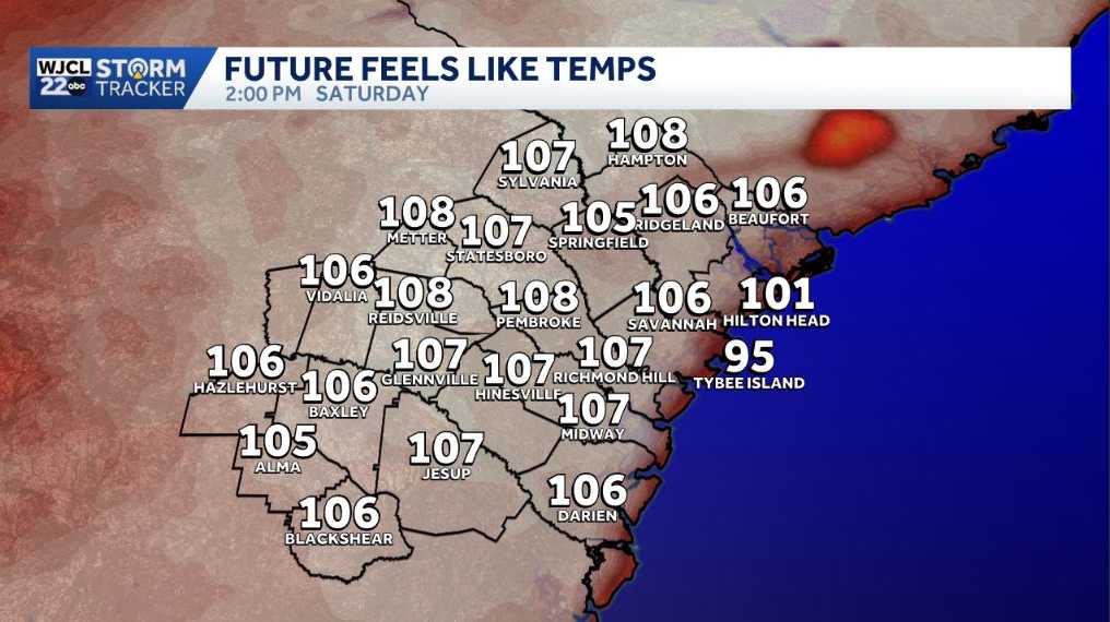 Heat Advisory Today: Hot with feels like temperature near 108° for Southeast Georgia, Lowcountry