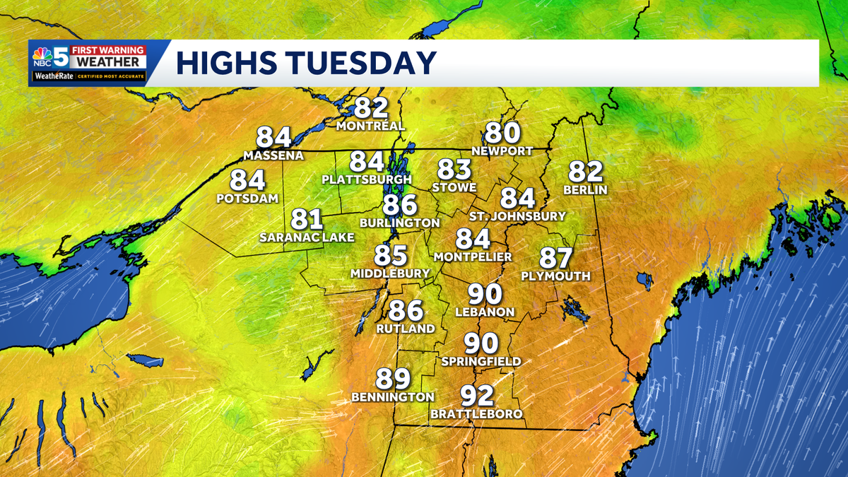 Warmer weekend before 80s and high humidity next week in Vermont, New York