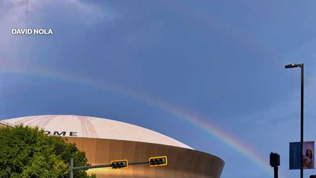 A sign about the Saints? Rainbow spotted over Superdome after morning storms