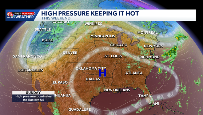 Hot Friday with a few spotty afternoon storms, more heat over the weekend