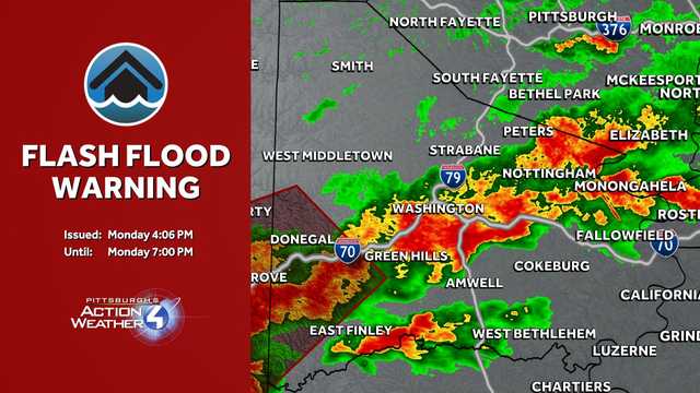 Parts of Western Pa. under Flash Flood Warning Monday