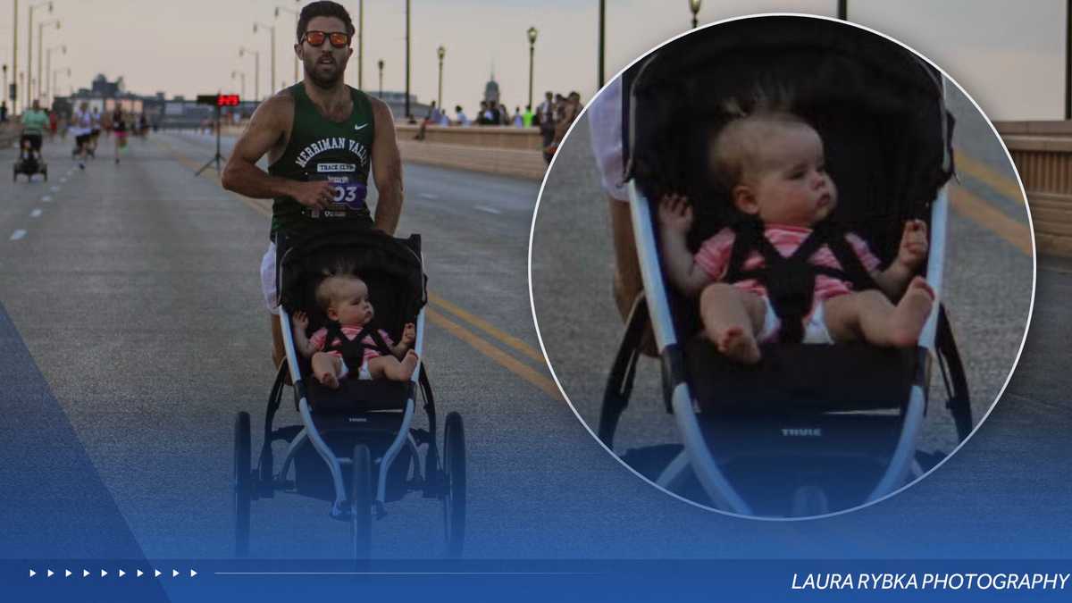 Dad runs a 4:17 stroller mile with his daughter, setting a world record