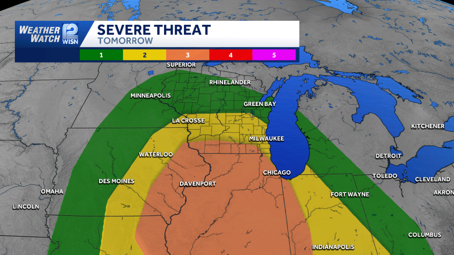 Severe storms possible in SE Wisconsin Monday