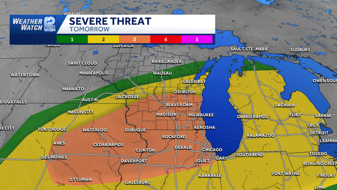 70s to severe storm chances in SE Wisconsin