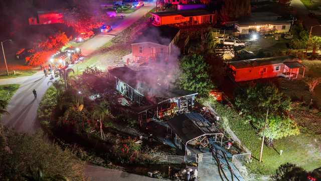 Mobile home destroyed by fire in Lee County