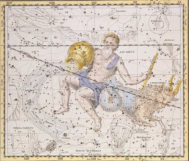 The Constellations Aquarius and Capricorn from A Celestial Atlas by Alexander Jamieson (Photo by © Historical Picture Archive/CORBIS/Corbis via Getty Images)
