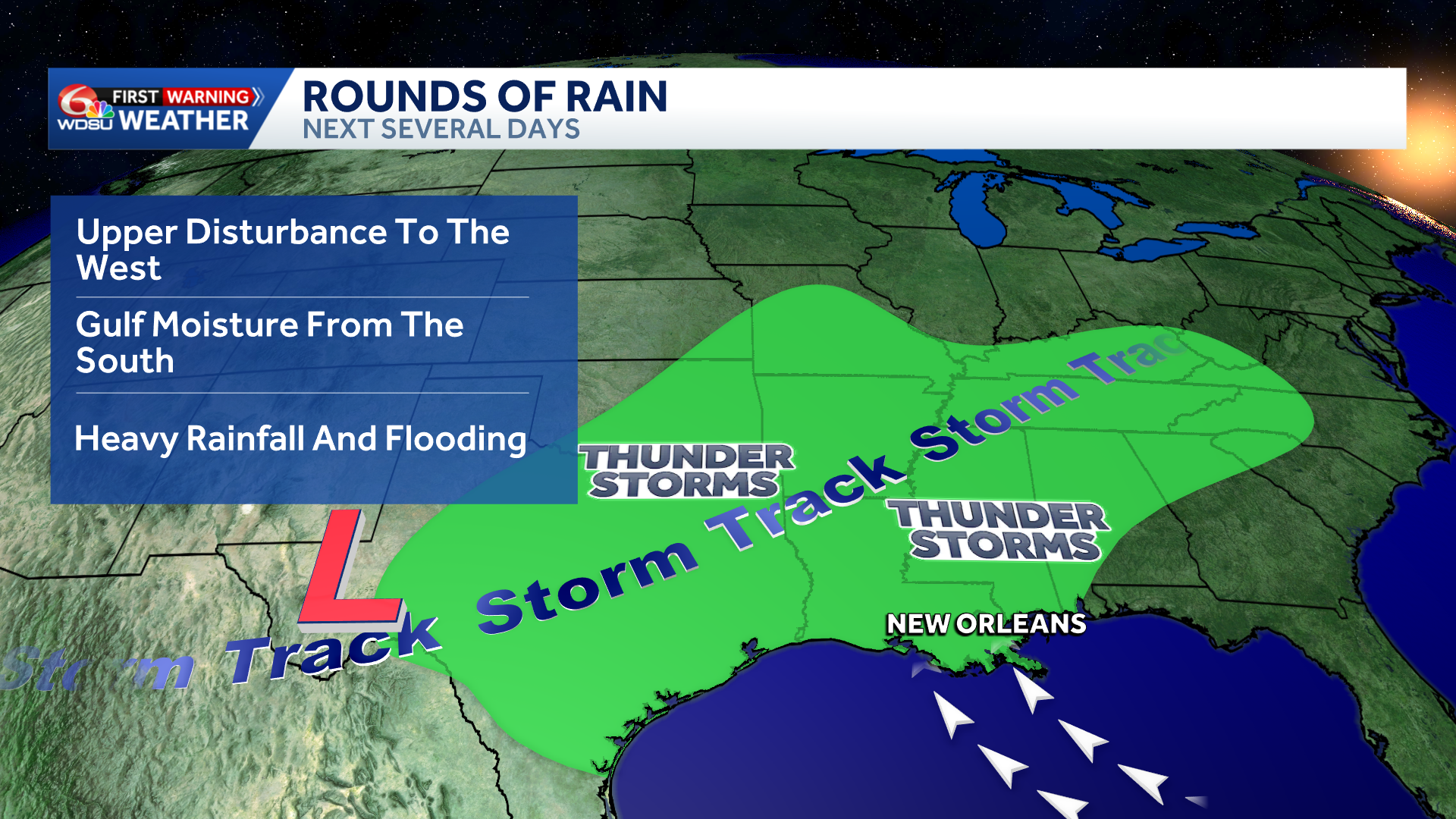Localized flash flood risk and a strong storm possible Saturday - WDSU