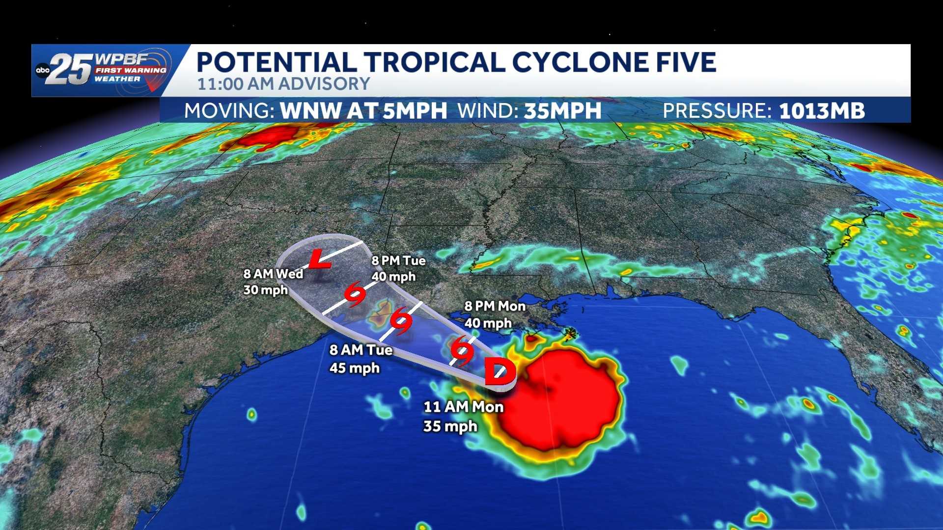 Potential Tropical Cyclone Five forms in the Gulf