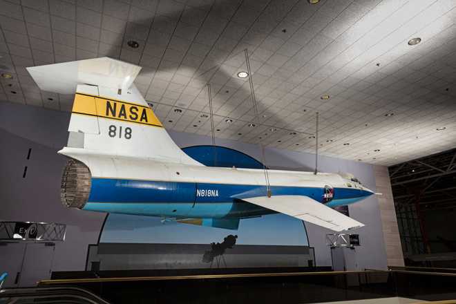 Known as 'the missile with a man in it,' the stubby-winged Lockheed F-104 Starfighter was the first U.S. jet fighter in service to fly Mach 2, twice the speed of sound. Designed as a high-performance day fighter, the F-104 had excellent acceleration and top speed. It first flew on March 4, 1954. While built for the U.S. Air Force, most Starfighters were flown by other countries, particularly Canada, Italy, Germany, and Japan. Many were built under license overseas. The National Aeronautics and Space Administration (NASA) flew this F-104A for 19 years as a flying test bed and a chase plane. It was used to test the reaction controls later used on the North American X-15. This aircraft was the seventh F-104 built and was transferred to the Museum after its last flight, to Andrews Air Force Base, on August 26, 1975. Artist Lockheed Aircraft Corporation. (Photo by Heritage Art/Heritage Images via Getty Images)