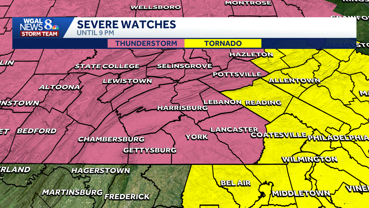 National Weather Service issues a severe thunderstorm watch until 9 p.m.