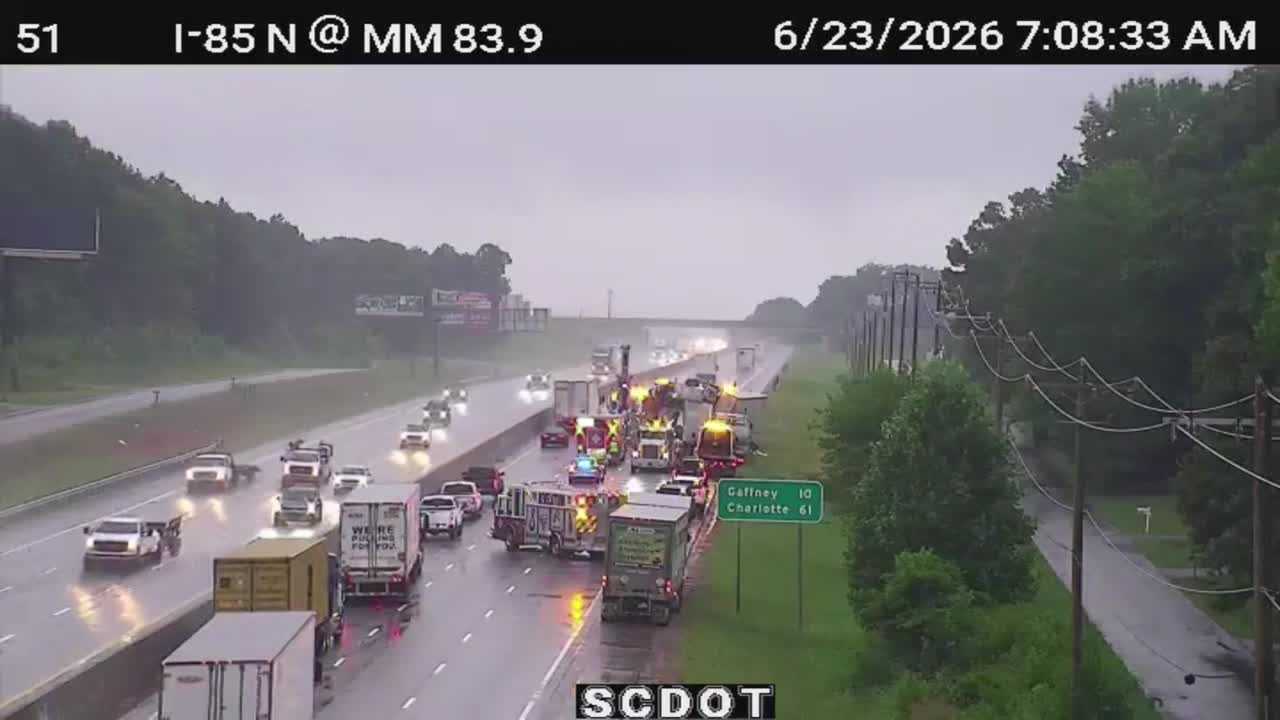 Lanes reopen more than 5 hours after crash on I-85, officials say - WYFF
