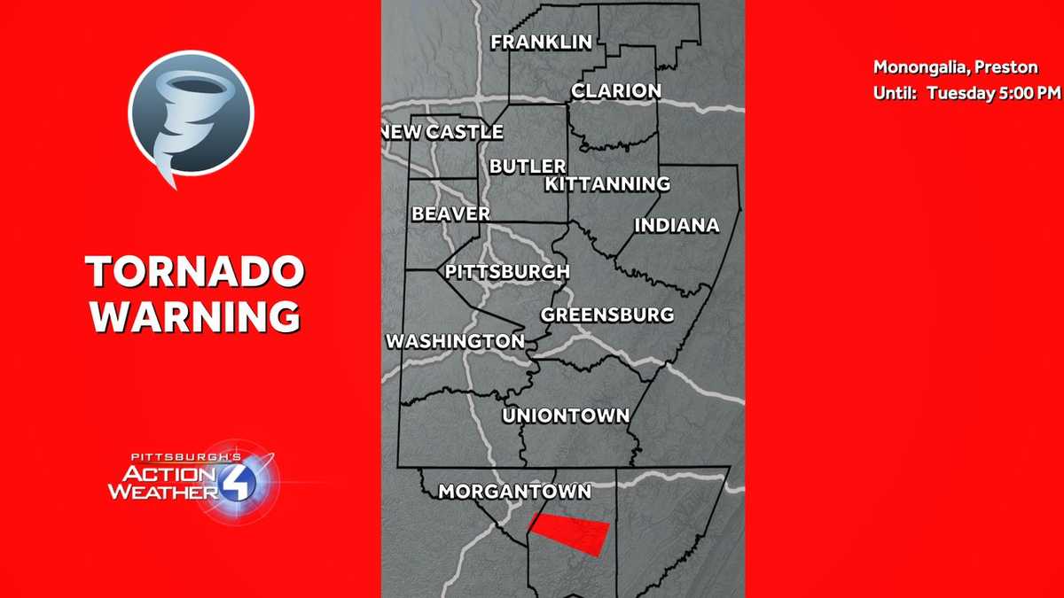 Tornado warning for Preston County, West Virginia