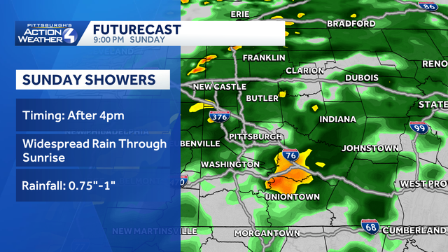 Pittsburgh: More rain tonight, drier Memorial Day