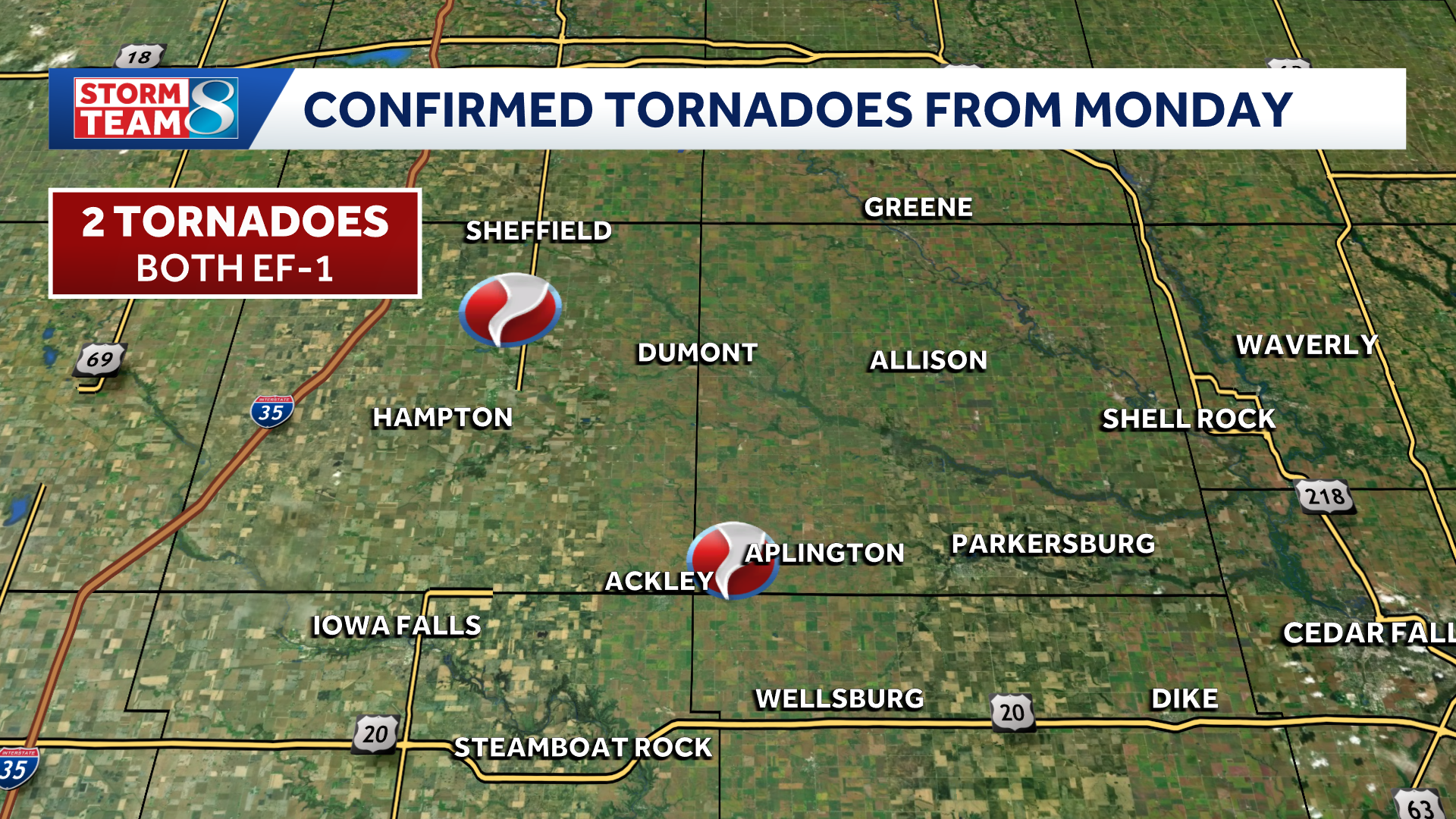 Two tornadoes confirmed in Iowa from Monday's storms - KCCI