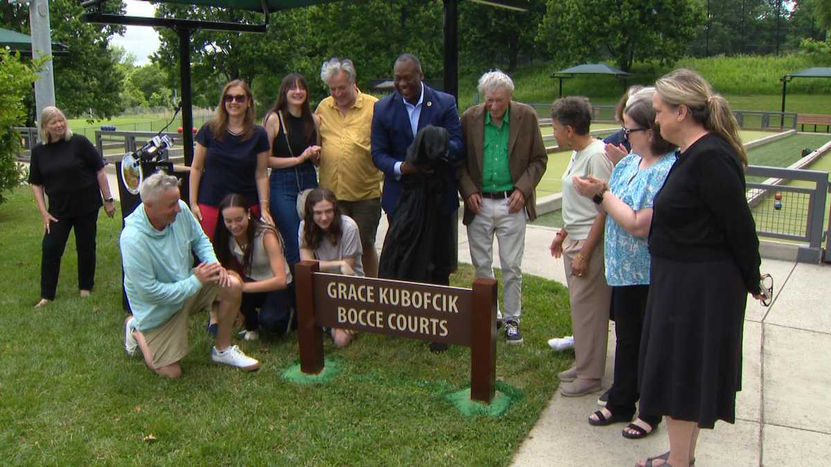 Cedar Lane Park bocce courts dedicated to Grace Kubofcik