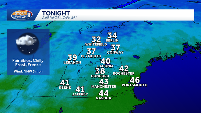 Freeze Warning, Frost Advisory issued for parts of NH Thursday