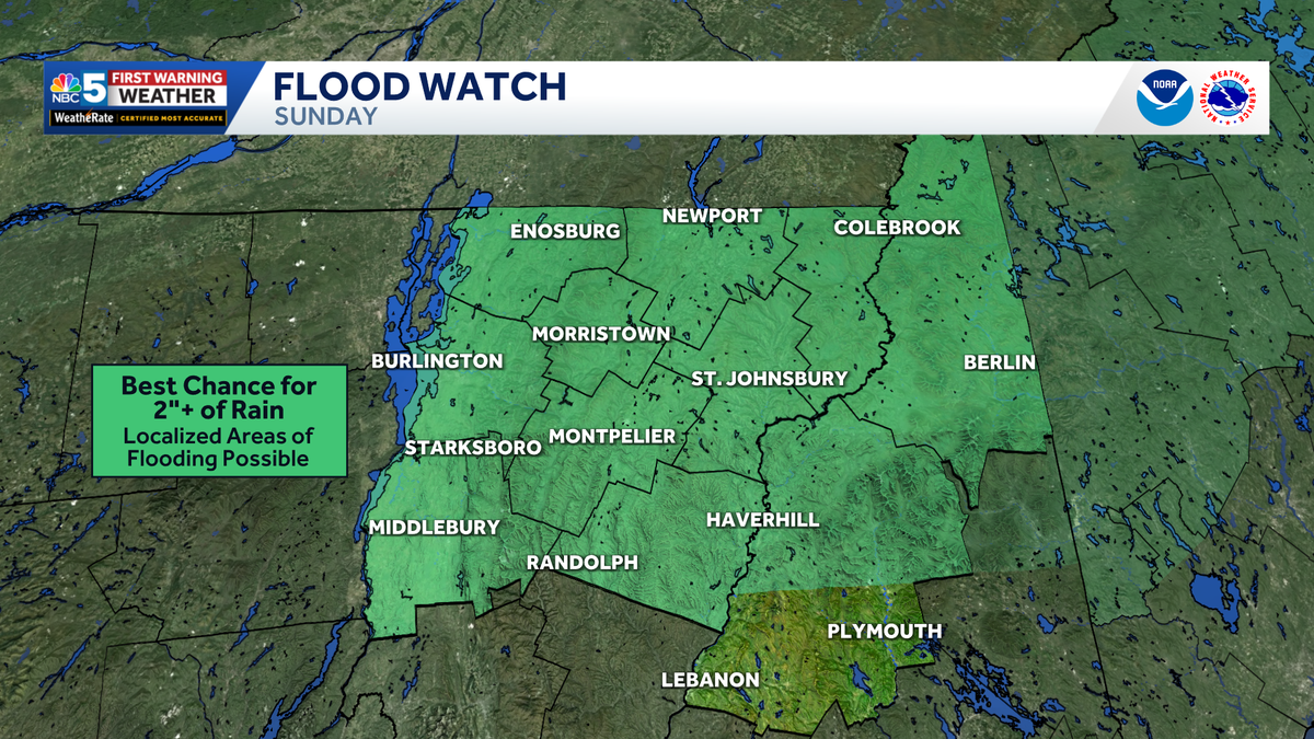 Flood watch in effect for parts of Vermont, New Hampshire