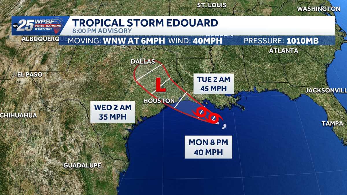Tropical Storm Edouard forms over northern Gulf as warning is issued near Louisiana and Texas
