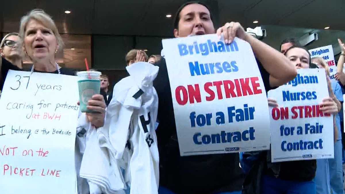 About 4,000 Brigham nurses take to picket lines in 1-day strike over wages, benefits
