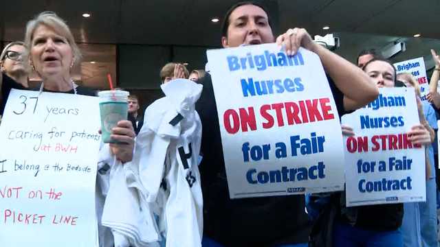 About 4,000 nurses take to picket lines in one-day strike in Massachusetts