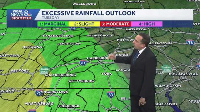 Shower & storm chances slowly taper overnight; fewer showers Tuesday