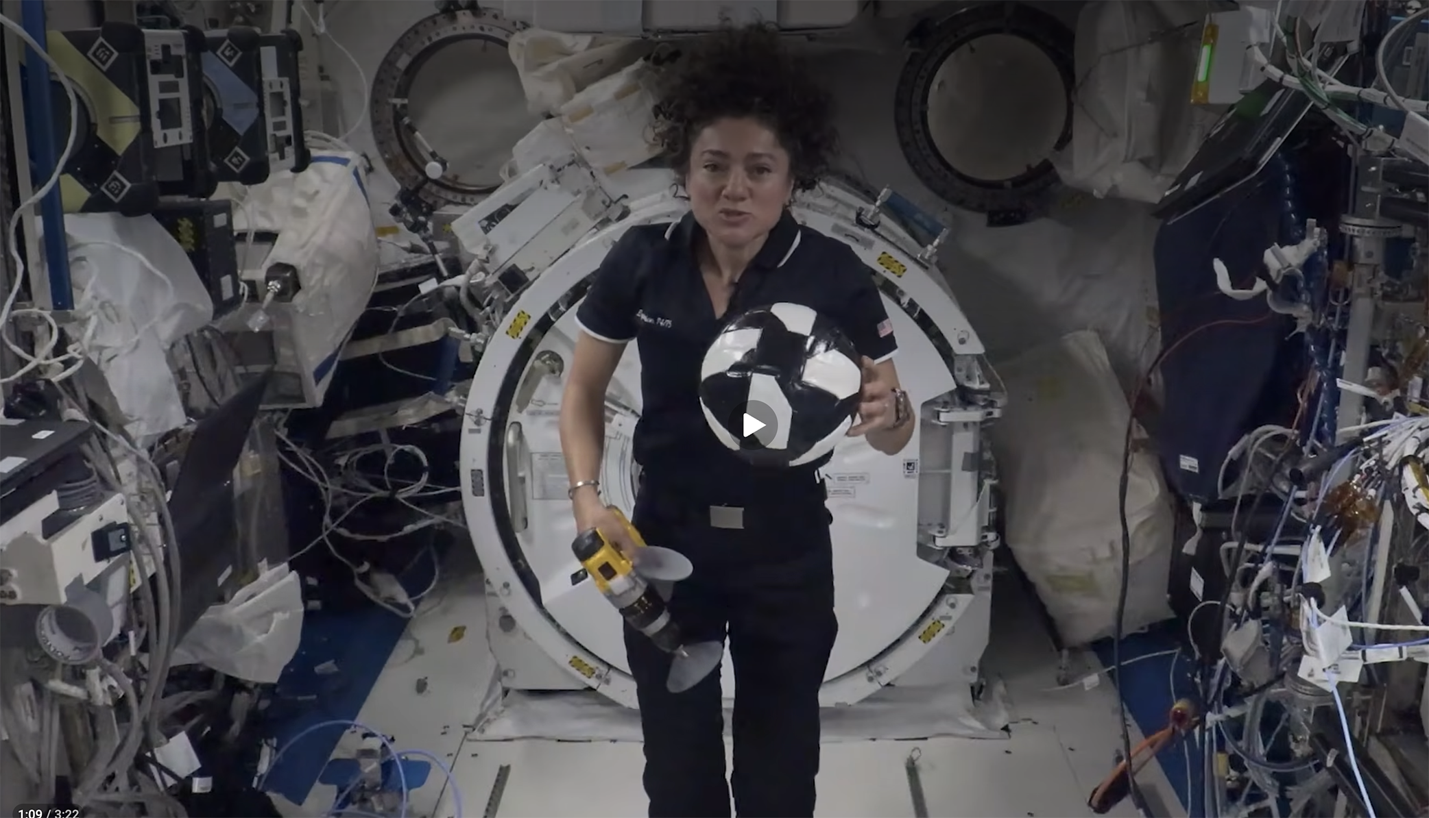 VIDEO: Astronaut shows off low-gravity demonstration with soccer balls