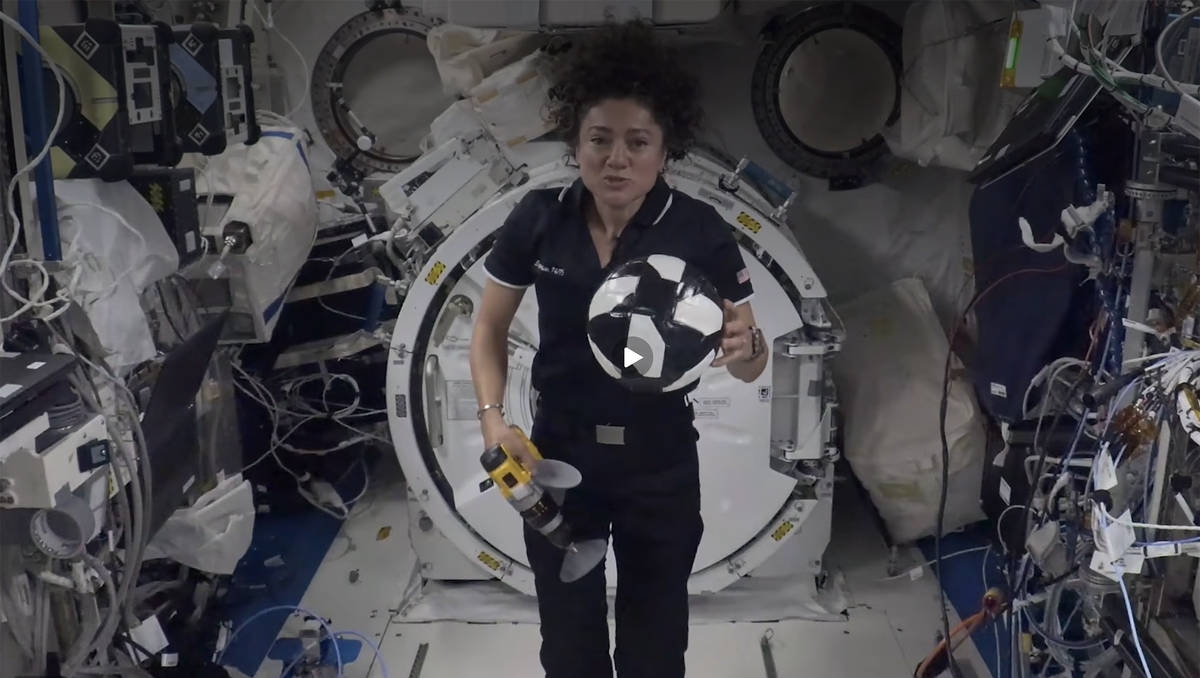 VIDEO: Astronaut shows off low-gravity demonstration with soccer balls
