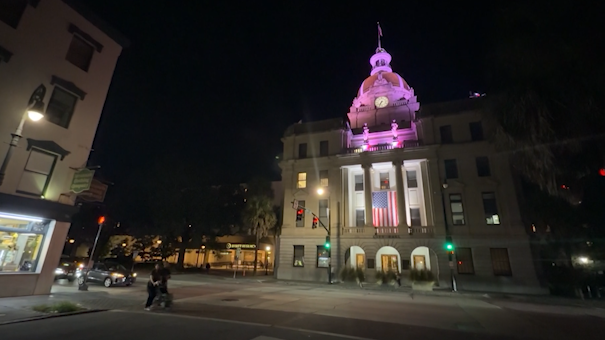 Savannah City Hall goes Pink for Breast Cancer Awareness Month
