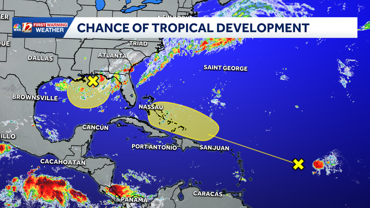 Areas of interest for tropical development