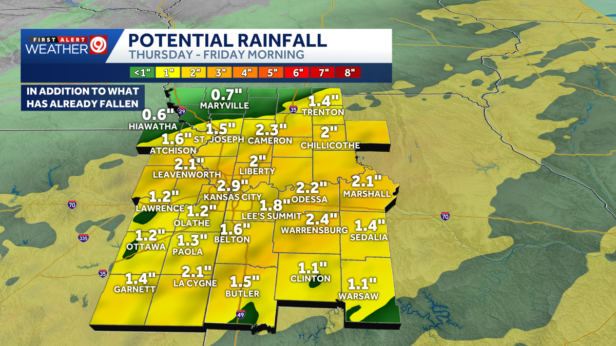 WEATHER BLOG: Kansas City area to see downpours, occasional thunderstorms Thursday