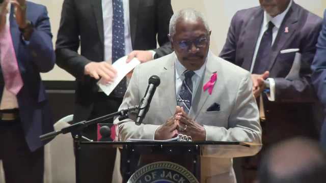 Mayor John Horhn at the podium