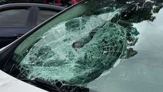 'Human-sized piece of concrete' fell off bridge onto car during Sunday night's storms