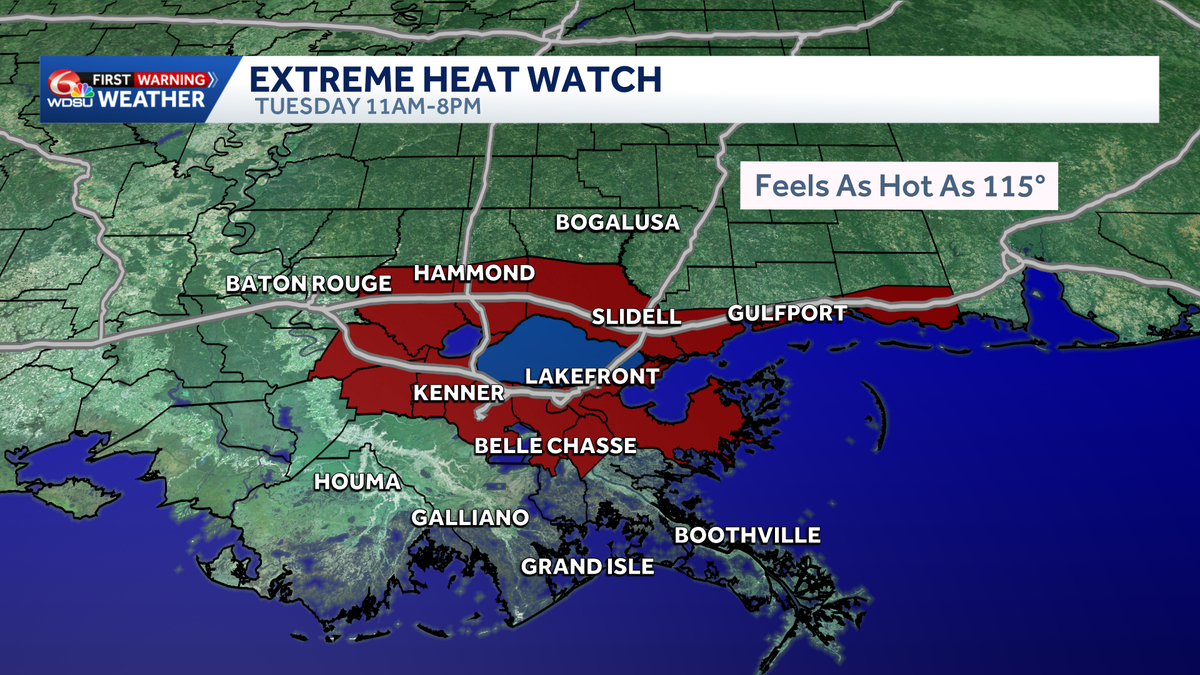 Heat Advisory Today, Extreme Heat Watch Tuesday as we could see our hottest temperatures of the year