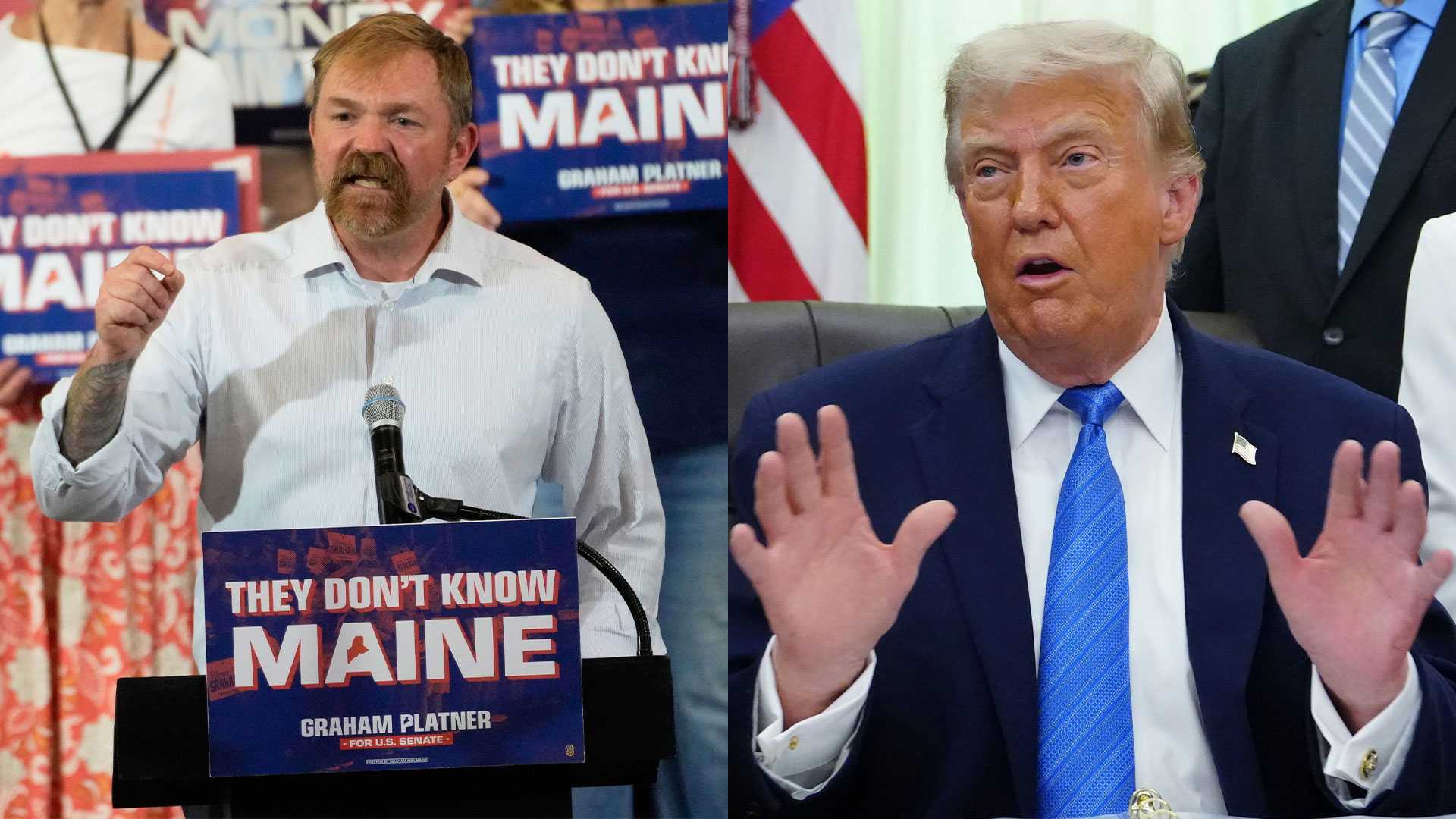 'He's scared': Graham Platner responds to 'thug' and 'pig' insults from President Trump