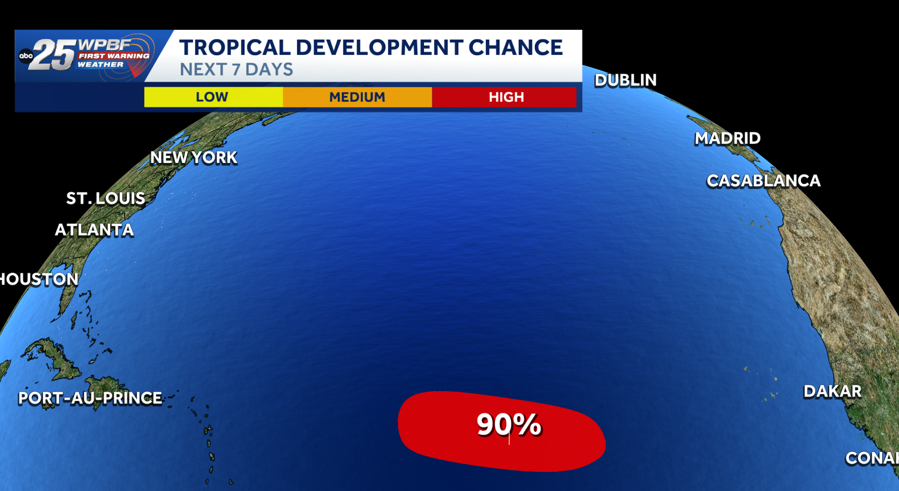 Invest 96-L nears tropical storm status with 90% chance of development