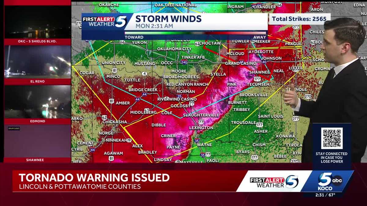 Radar confirms tornado near Harrah
