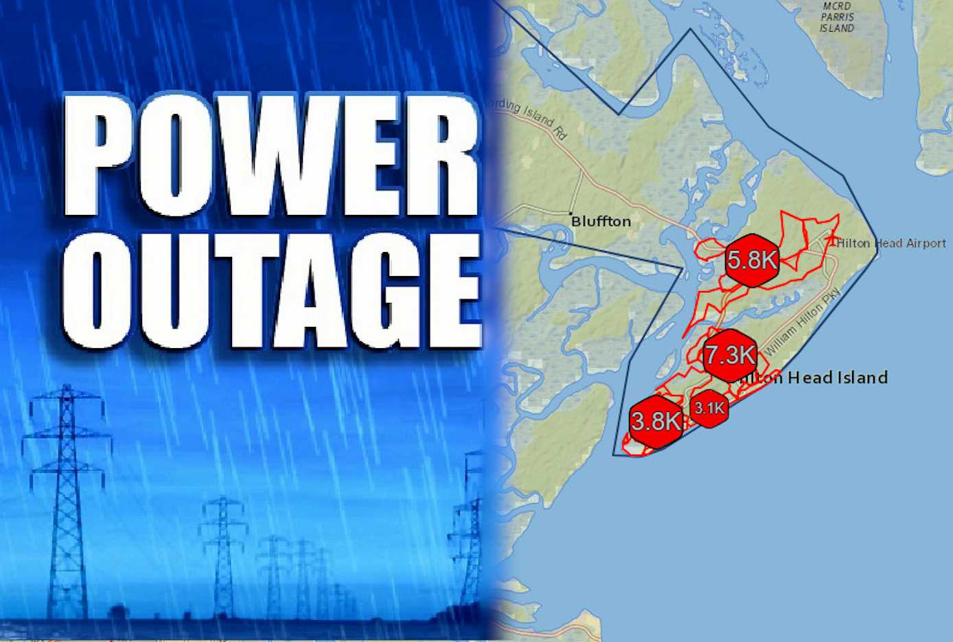 Storm causes power outage for thousands on Hilton Head Island
