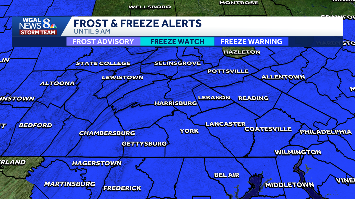 Freeze warning issued for south-central Pa. as temperatures drop
