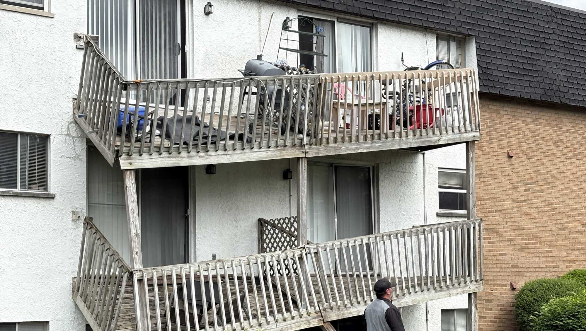 Car crashes into Westwood apartment balcony, causing decks to partially collapse