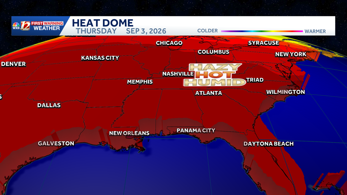 Feels like the low 100s this week in North Carolina and Virginia